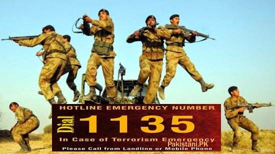 Pak Army Terrorism Emergency Helpline Pakistan 1135