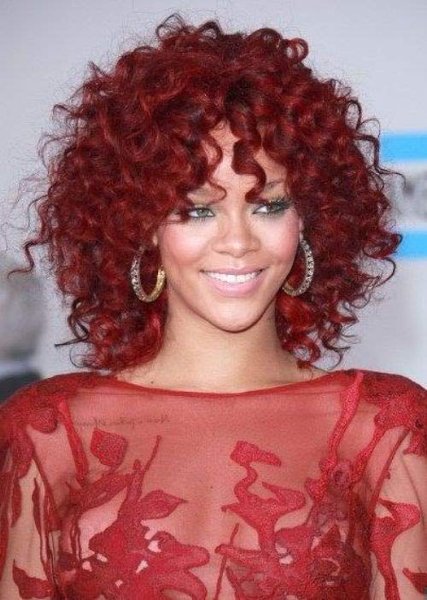 12 Best Rihanna Hairstyles She Has Had Till Now-Vampy Red Sprial Curls