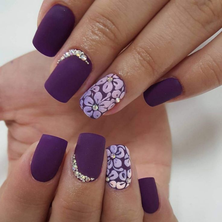 Top 12 Simple Nail Designs For Short Nails - Purple Nail Art Design